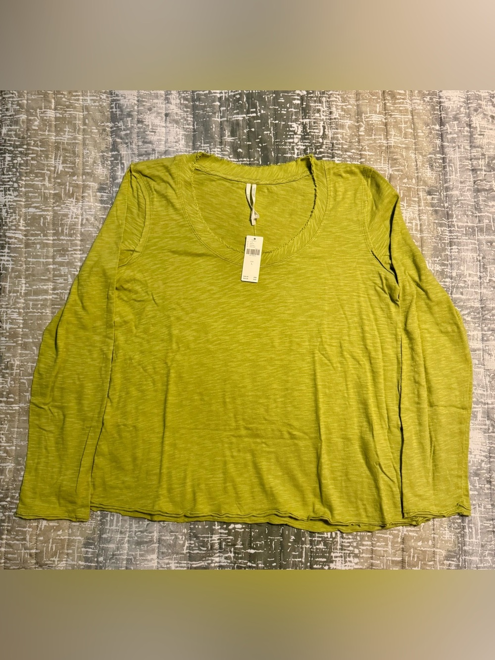 Anthropologie - NWT - Long Sleeve Scoop Neck Top - Lime Green